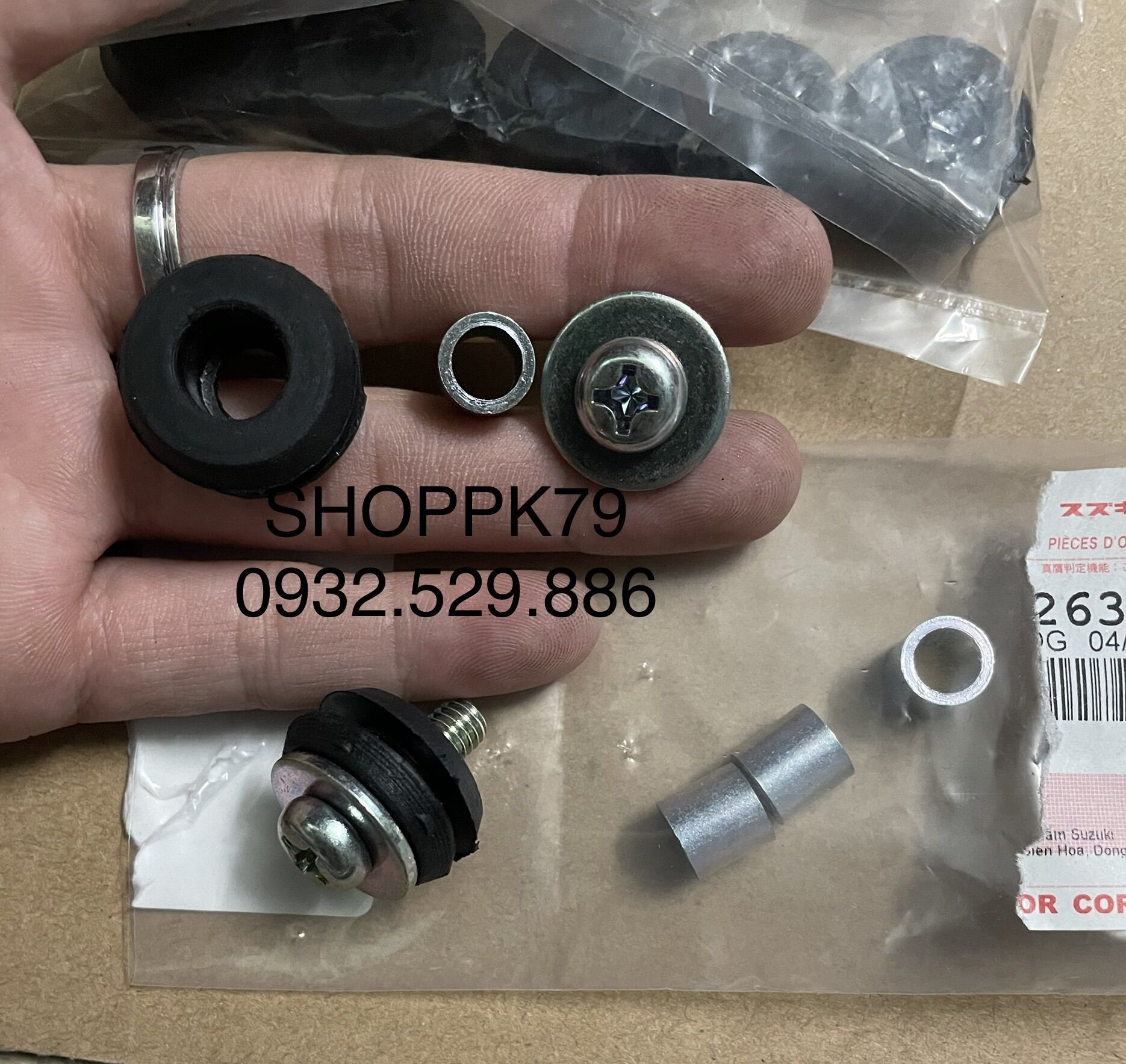Combo cao su, ống lót vs ốc bửng cho dòng xe suzuki viva 110,Xipo,RGV, Royal110