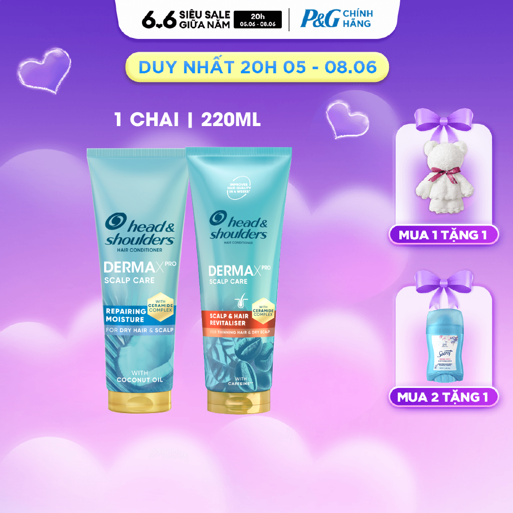 Dầu Xả HS Chuyên Sâu Dermaxpro Scalp Care Repairing Moisture Phục Hồi Dưỡng Ẩm/Scalp Care Hair Revitaliser Tái Tạo Tóc Chắc Khỏe Chai 220ml - Châu Âu