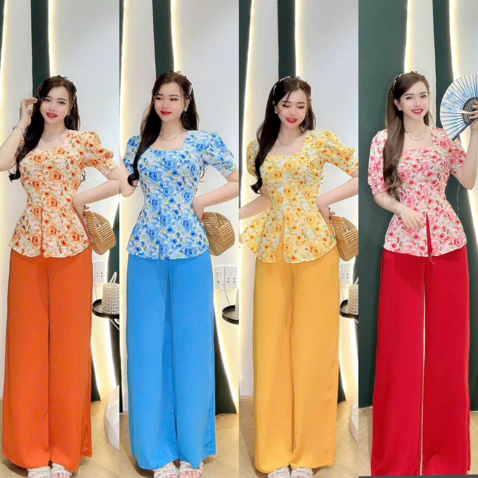 Bộ bà ba đính Ngọc đôi +túi áo +túi quần chất lụa maggo mịn xịn