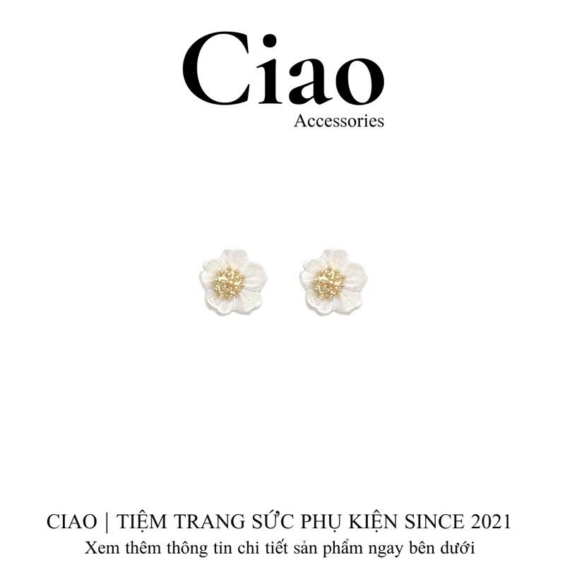 Khuyên tai, bông tai mạ bạc S925 thiết kế hình hoa mai Blossom Tiny Ciao