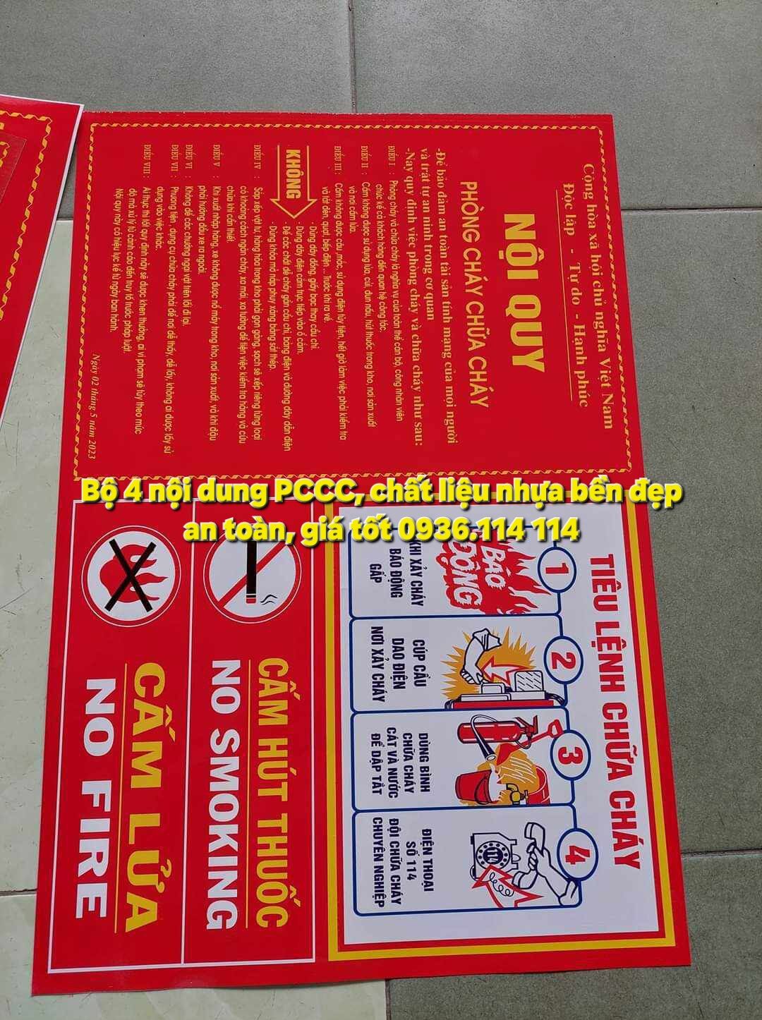Bộ 4 cái nội quy tiêu lệnh cấm thuốc cấm lửa chất liệu nhựa, nội quy tiệu lệnh phòng cháy, nôi quy trong phòng cháy