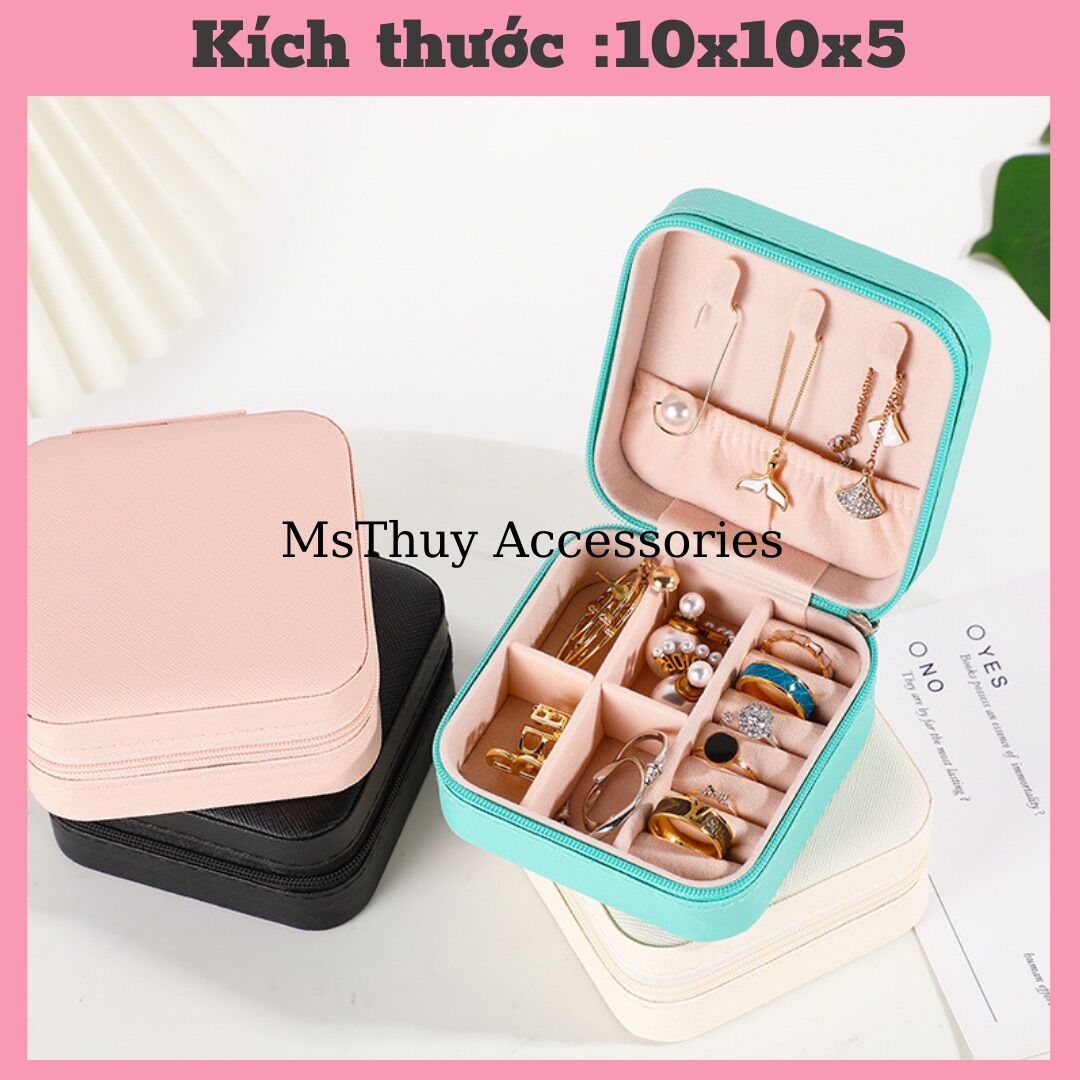 Hộp đựng trang sức Vuông bọc da PU cao cấp ( 10x10x5)