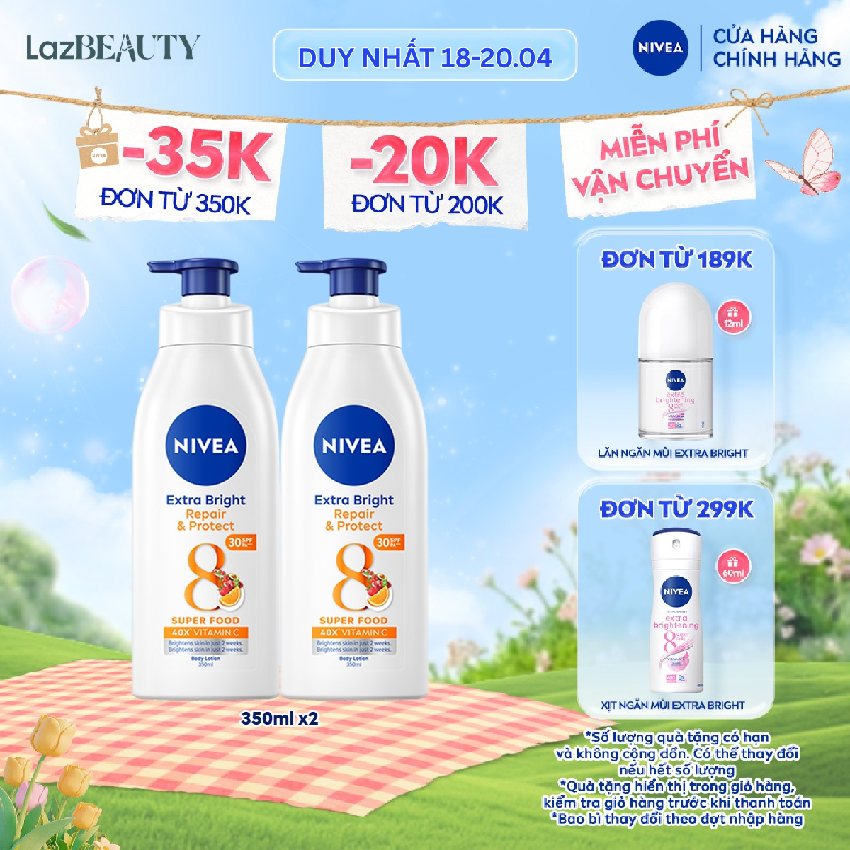 Bộ 2 Sữa Dưỡng Thể NIVEA 8 Super Fooods Dưỡng Sáng Da | Mịn Da (350 ml)