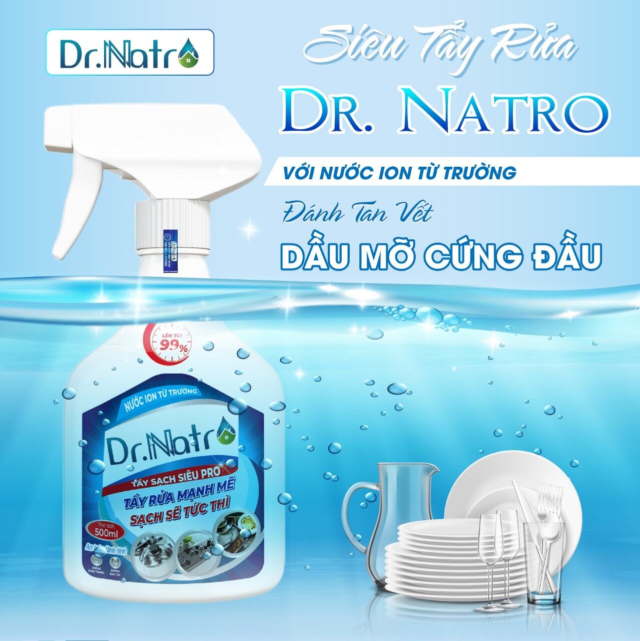 Combo dr.natro nước tẩy rửa đa năng ion từ trường và miếng thần thánh siêu sạch