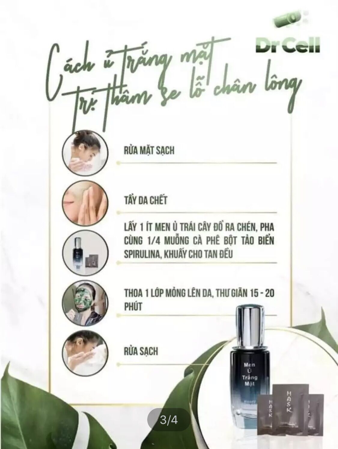 Men ủ trắng da mặt thần thánh Dr Cell ( tặng 2 gói tảo nạ)