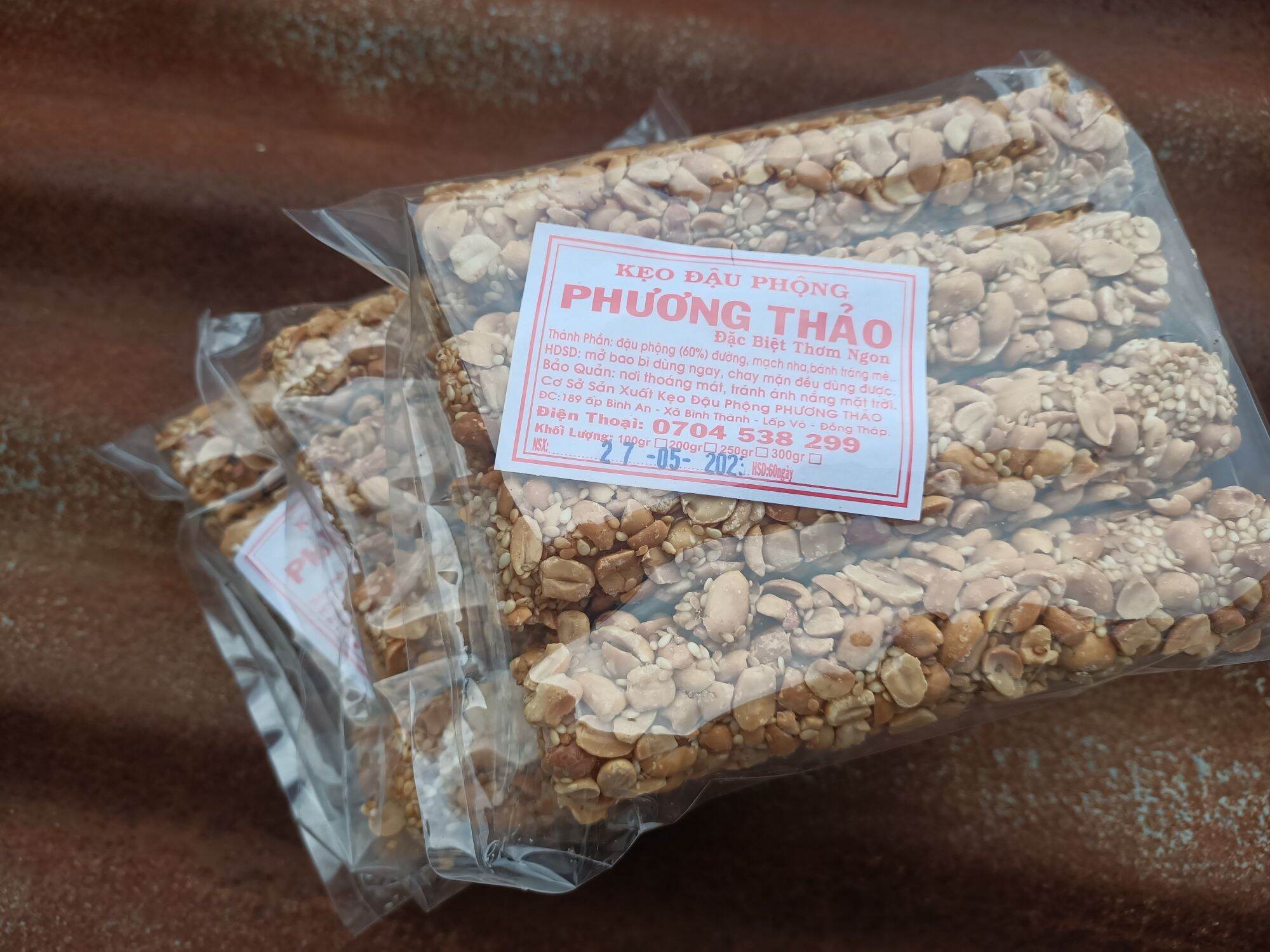 [Đặc Sản Đồng Tháp] Combo 3 bịch kẹo đậu phộng Phương Thảo dạng ống