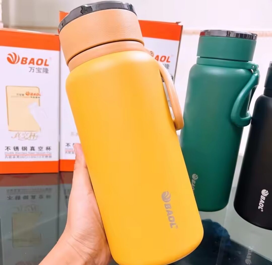 Bình giữ nhiệt, bình nước giữ nóng lạnh baoL inox 304 cao cấp 1000ml - 1500ml có quai xách