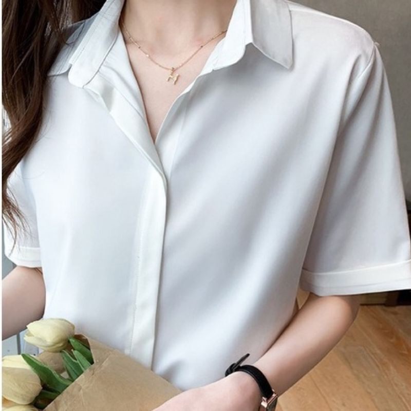 Áo sơmi nữ vải lụa cao cấp Hàn Quốc