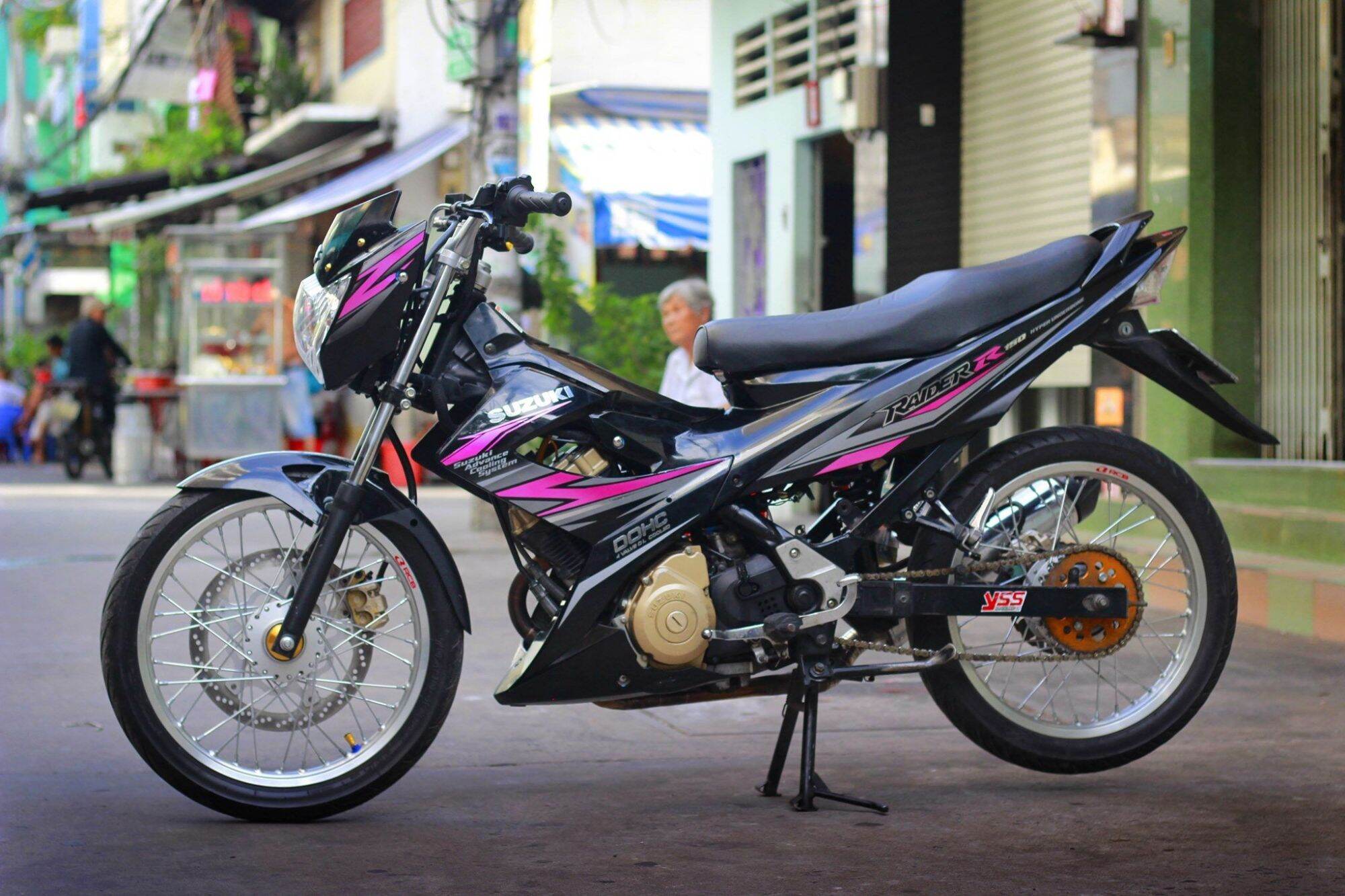 Tem rời raider xăng cơ đen phối hồng, tặng kèm set logo, decal chất lượng tốt 3 lớp không bay màu