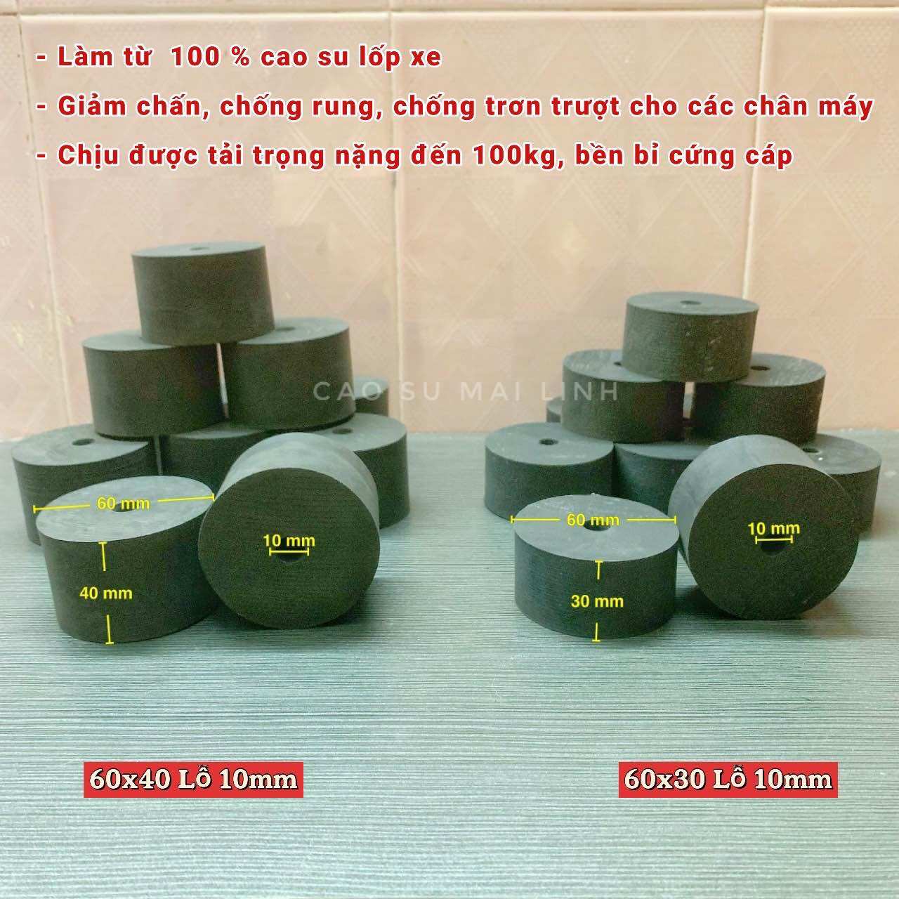 Cao su chống rung đường kính 60 (mm) , Cao su kê chân máy, Cao su giảm chấn phi 60 cao 40 ; 30(mm)