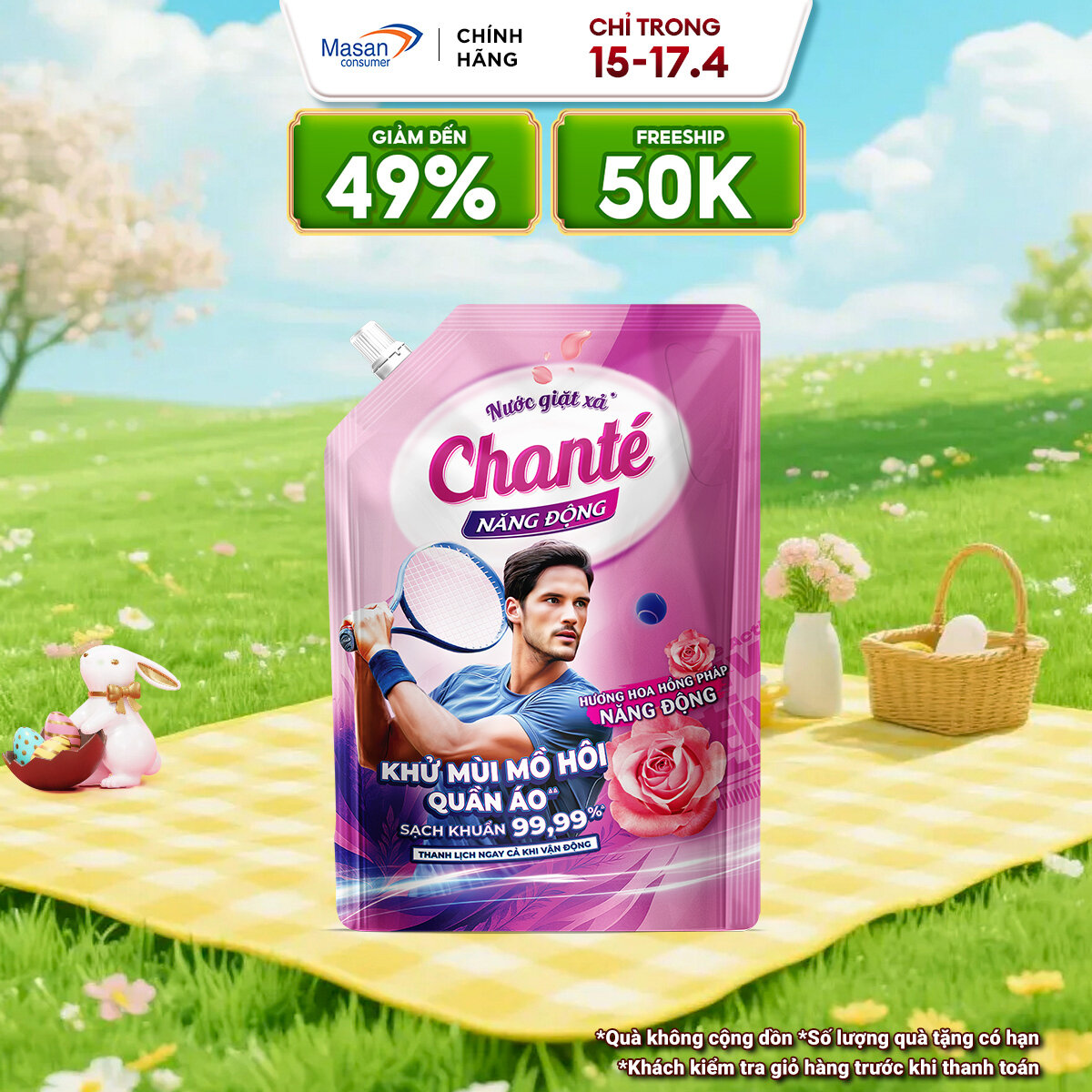 Nước giặt xả Chanté Active cao cấp 8 trong 1 túi x 3.2kg