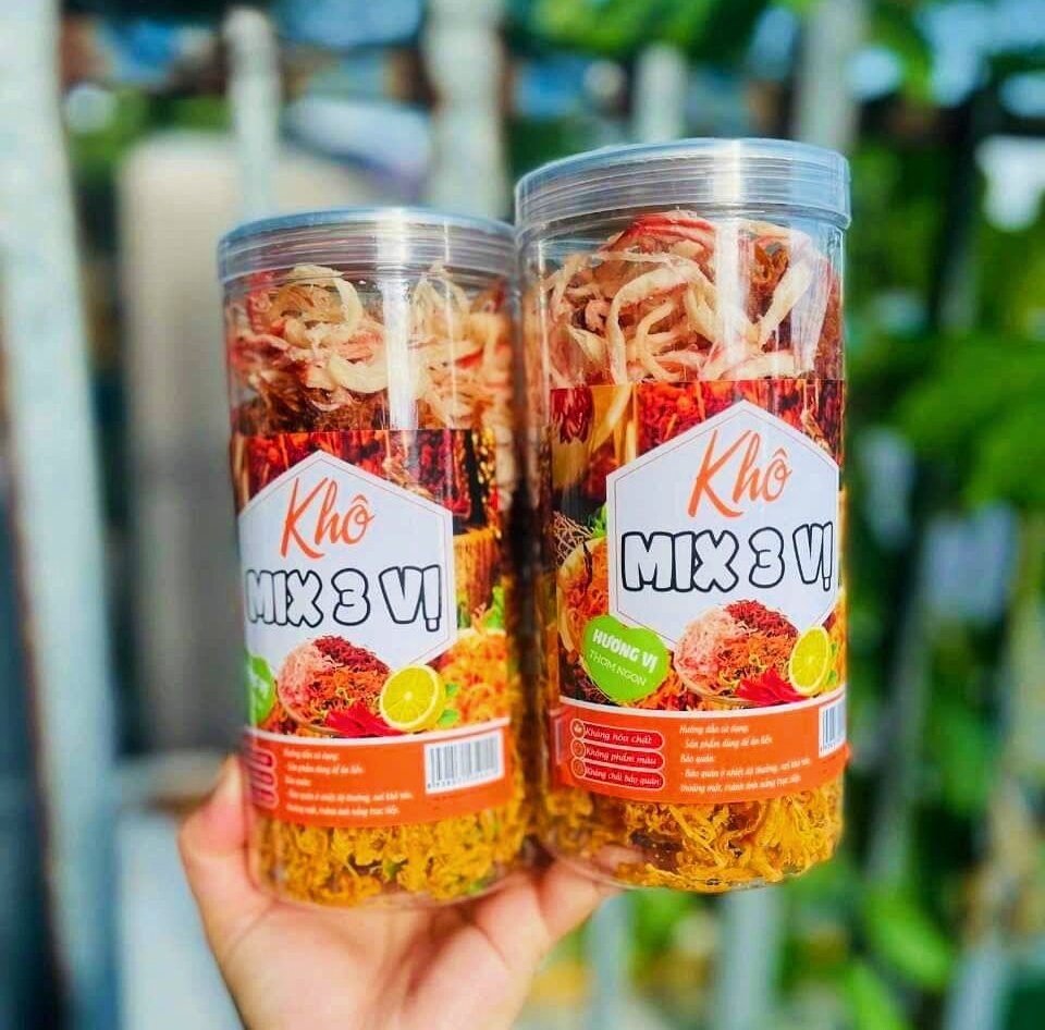 300gr khô mix 3 vị - khô gà - mực hấp dừa - khô heo