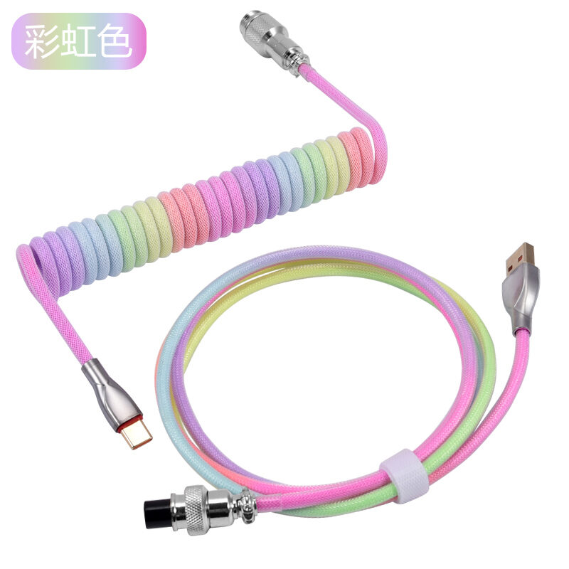 Dây Cắm Dây Bàn Phím Cơ TypeC Tùy Chỉnh Cáp Dữ Liệu Bện RGB DIY Lò Xo Cầu Vồng Xoắn Ốc Mk870