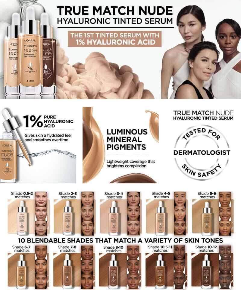 Kem nền kiêm serum cho mọi loại da Lore True Match Nude