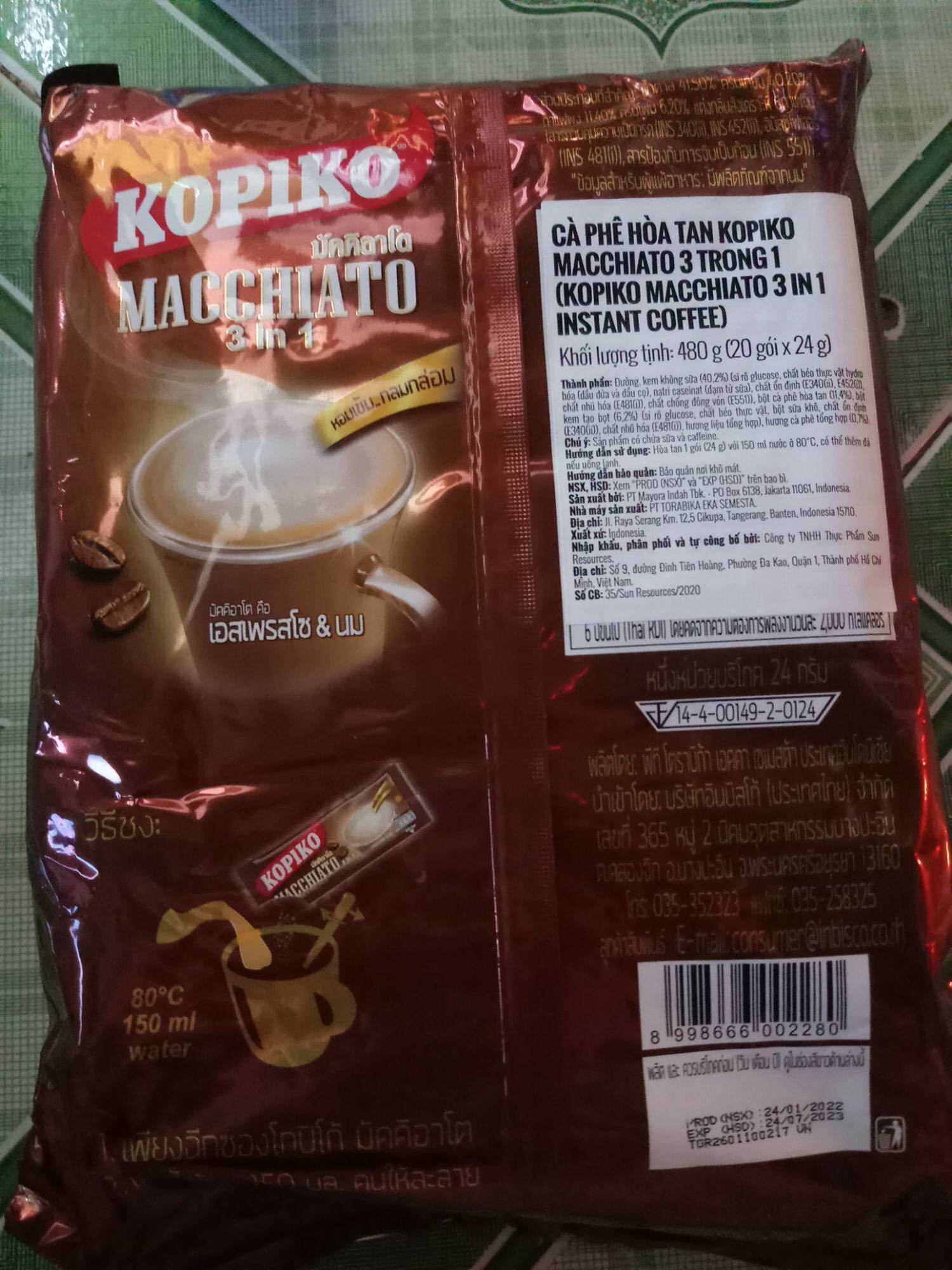 Cafe sữa hòa tan 3in1 kopiko Thái Lan ( Mẫu mới)