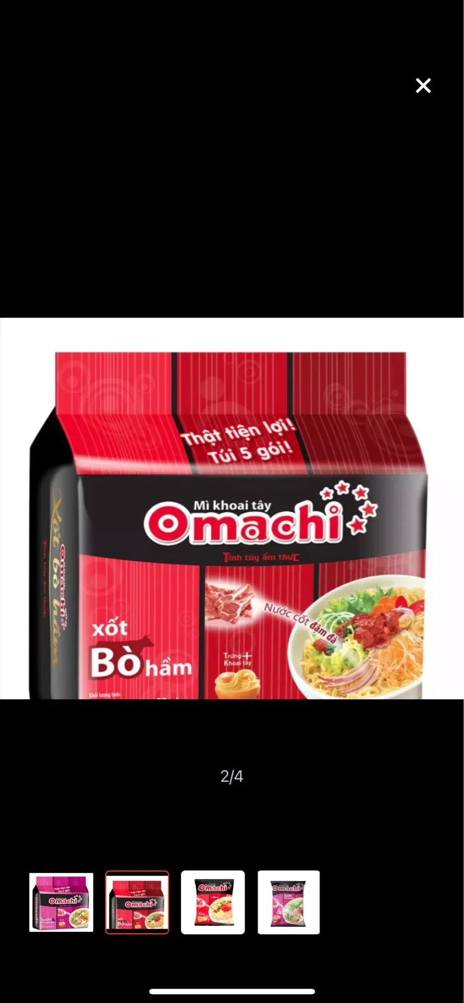 Mì omachi xốt bò hầm - Túi 5 Gói Mì Khoai Tây Omachi 80g
