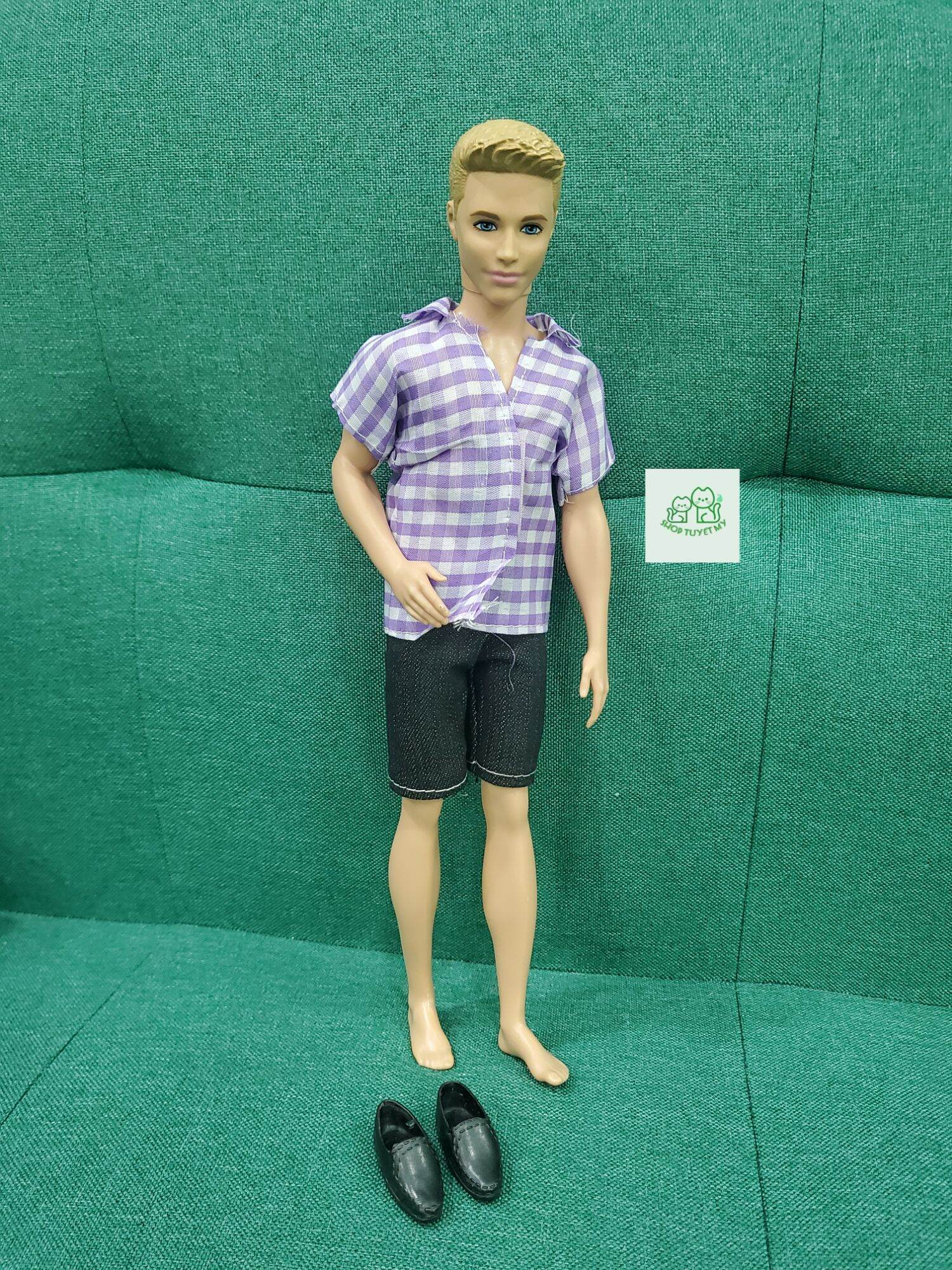 Bộ áo sơ mi kèm quần và tặng đôi giày cho búp bê nam 32cm