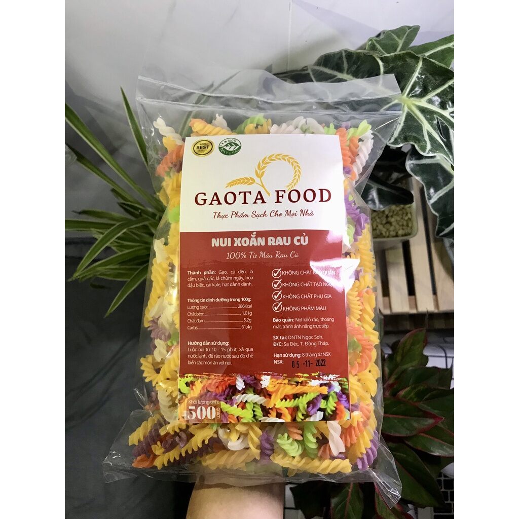 Nui xoắn rau củ thiên nhiên gaota 500g date mới sx tháng 7/2023