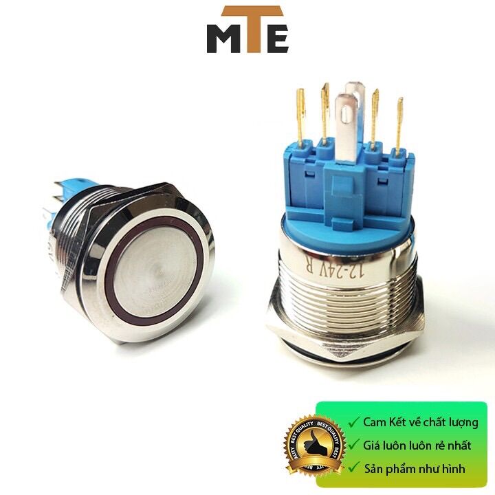 Nút nhấn nhả chống nước có led 22mm 12-24v