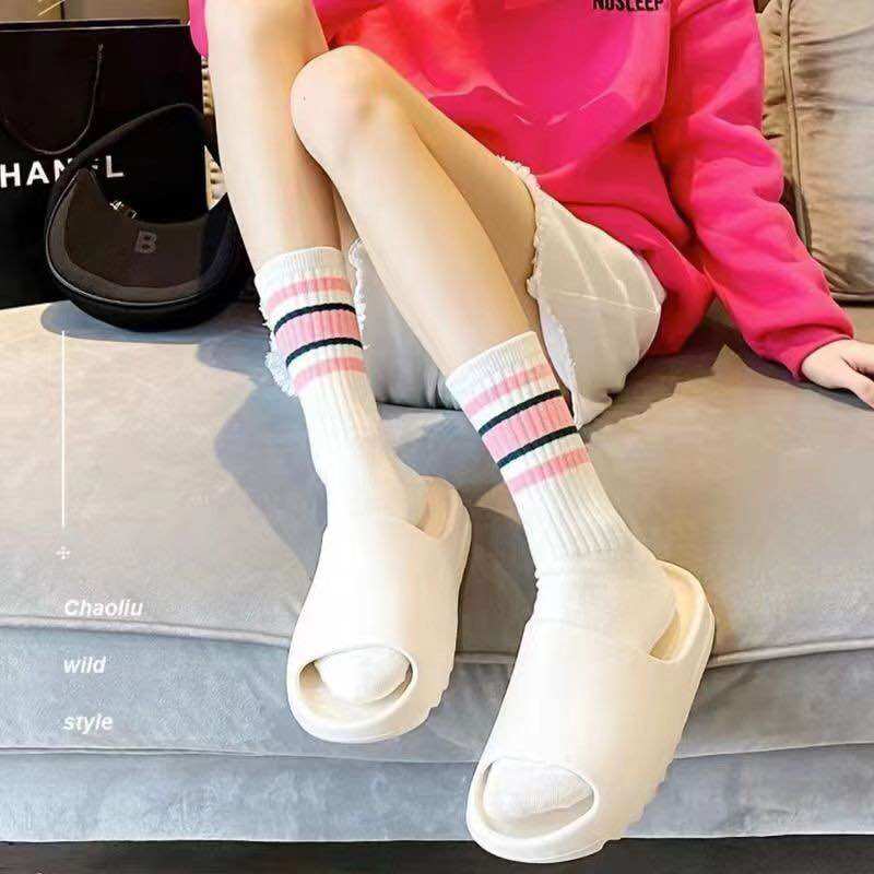 Set 5 vớ nữ cổ cao, vớ kẻ sắc màu