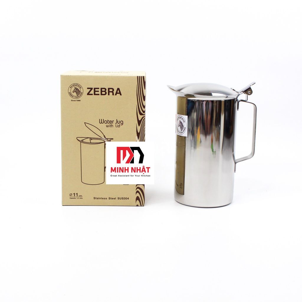 [HCM]CA NƯỚC INOX ZEBRA 11CM CÓ NẮP 1.9L - 115012