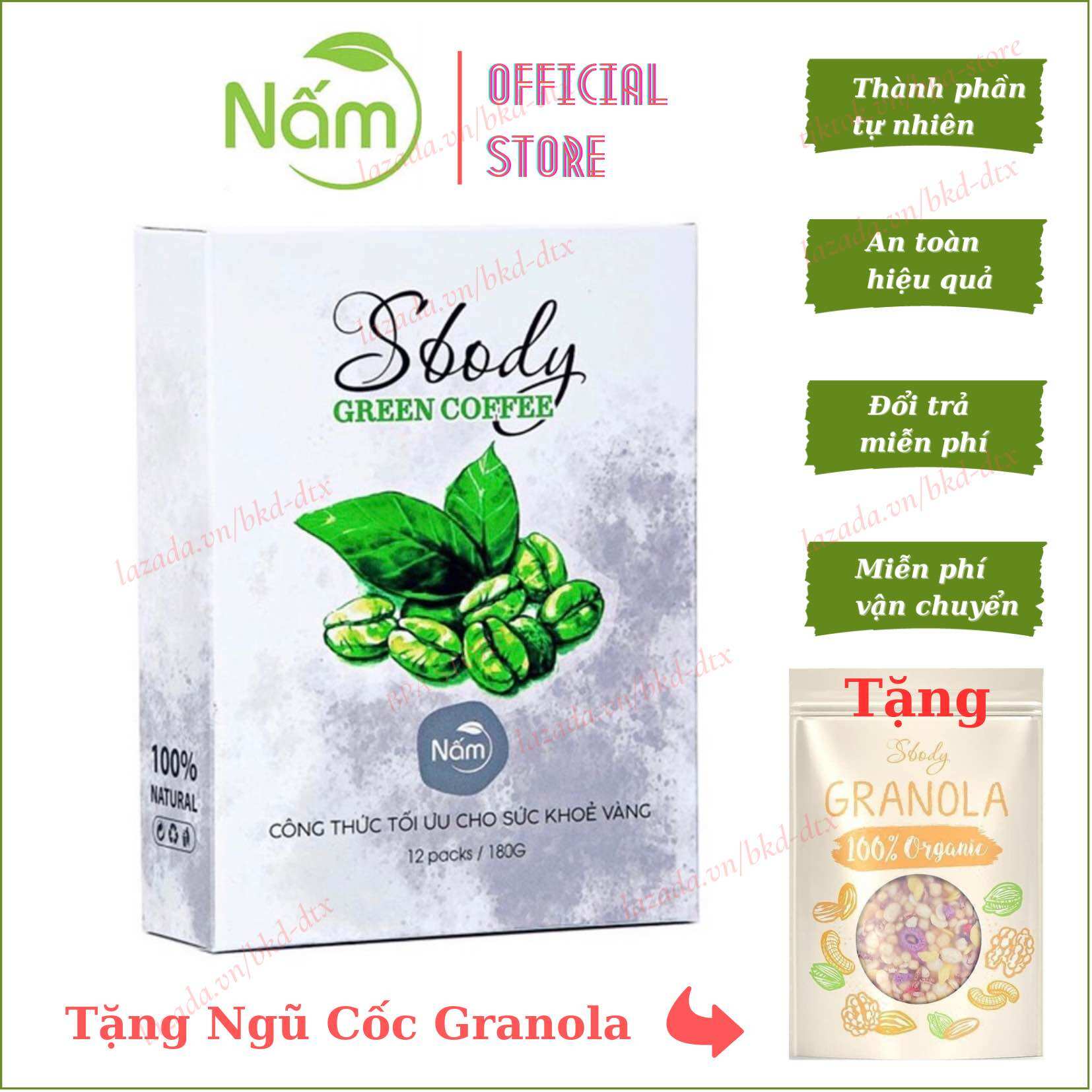 (Mua 1 Tặng 1) Nấm giảm cân SBody Green Coffee cà phê xanh - dạng gói pha uống - Cam kết chất lượng