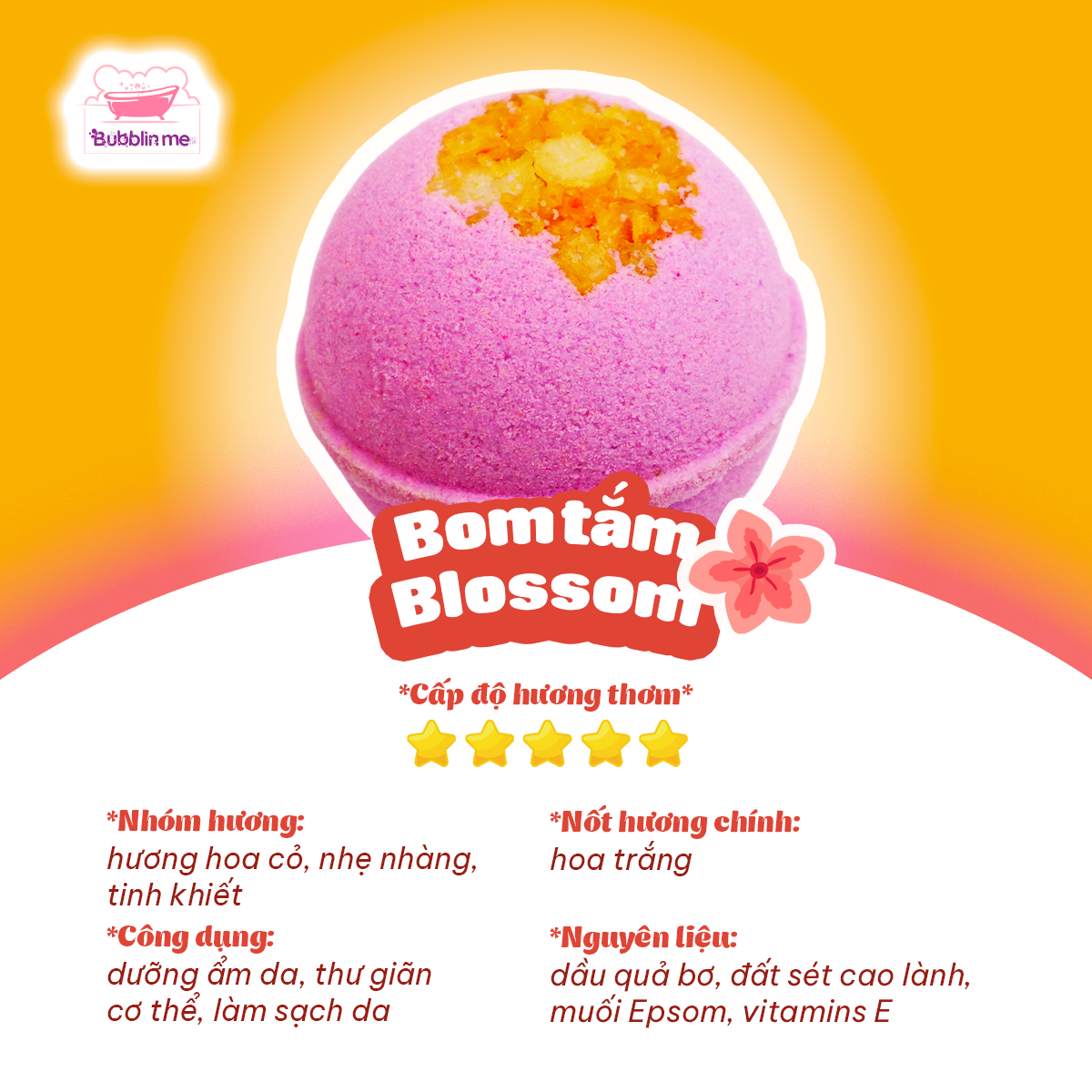 Bom tắm Blossom bath bomb Bubblin me