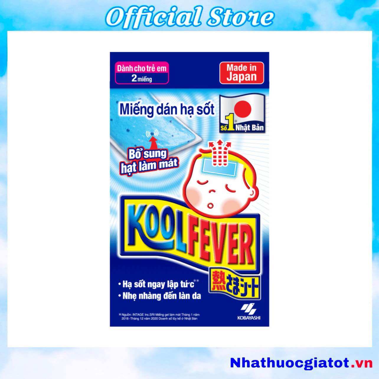 Túi 2 miếng dán hạ sốt koolfever kobayashi từ nhật bản dành cho trẻ em và người lớn