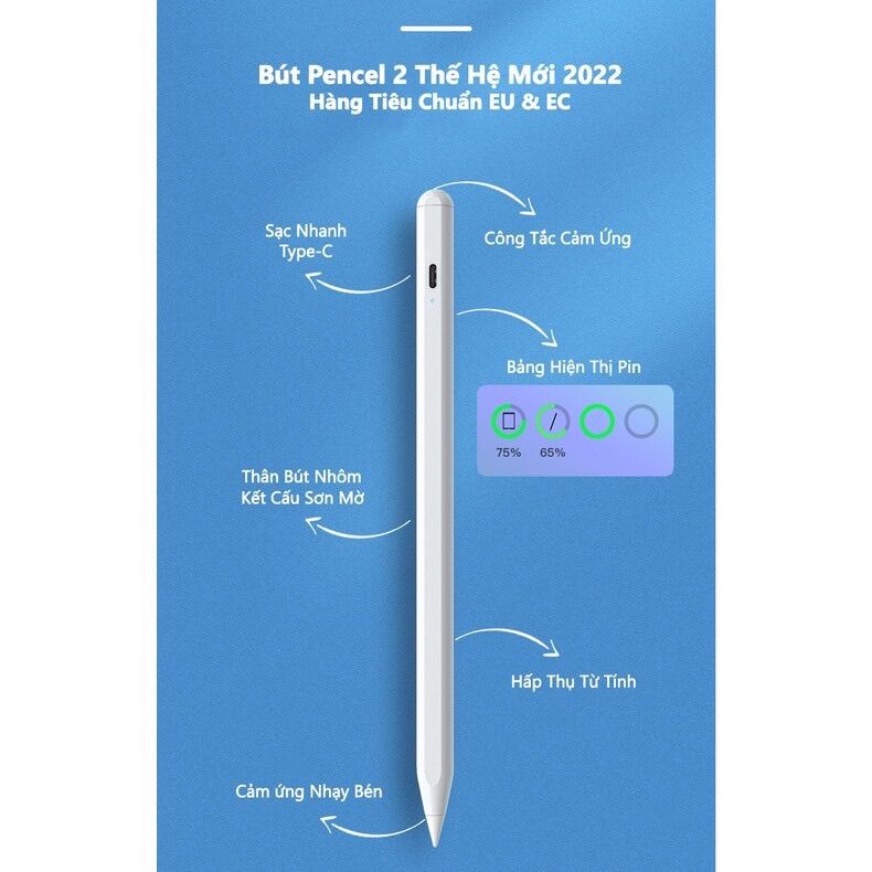 Bút Cảm Ứng Stylus Pencil Gen 2 Cho Ipad pro, ipad mini, ipad 6/7/8
