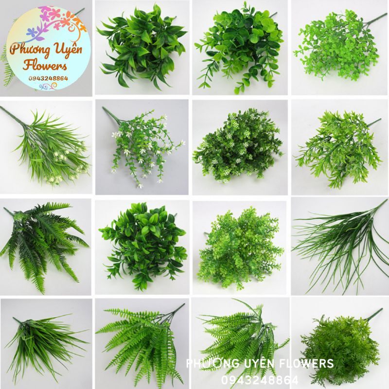 Cụm cỏ điểm _ lá giả trang trí