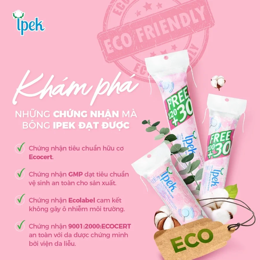 Bông tẩy trang Ipek 150 miếng cotton pads