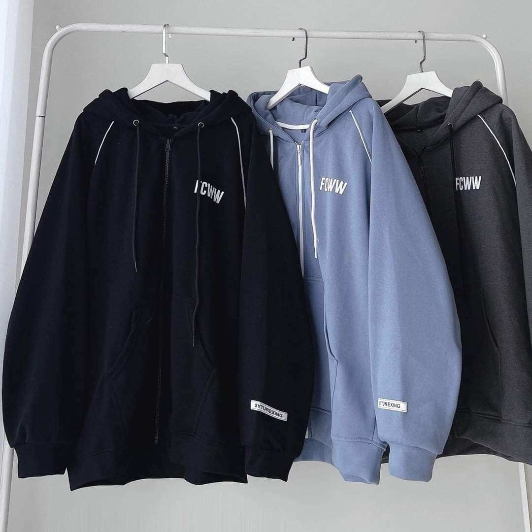 Áo khoác nỉ lót bông form rộng FCWW unisex