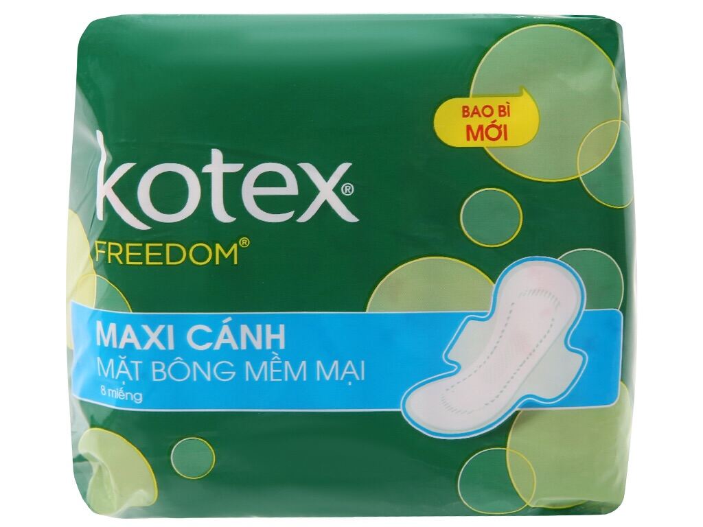 Combo 8 Gói Băng Vệ Sinh Kotex Freedom Maxi (8 Miếng/Gói)