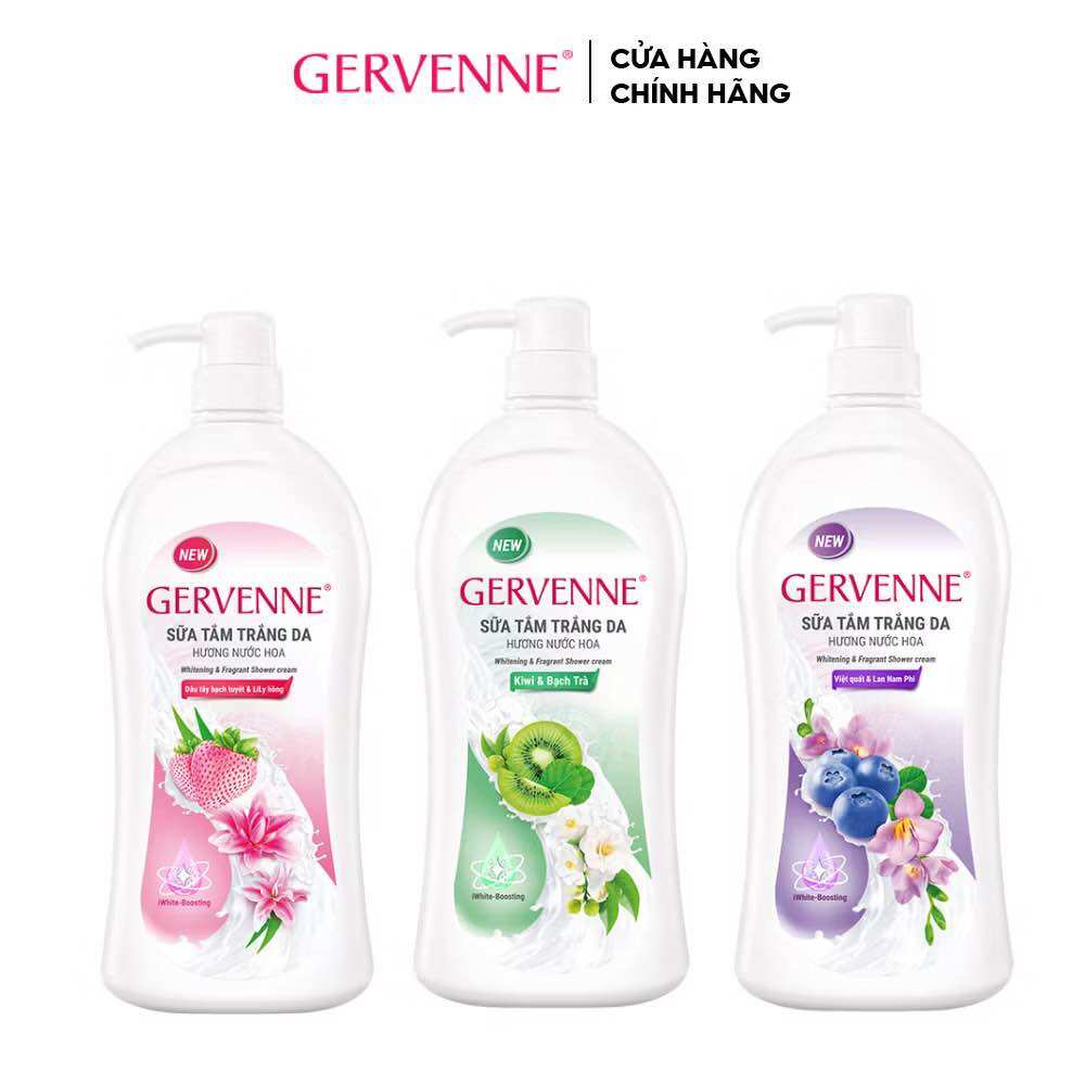  Sữa tắm trắng da hương nước hoa Gervenne 900G chai  3 mùi  