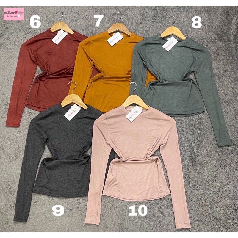 Combo 3 áo thun body trơn tay dài cổ tròn