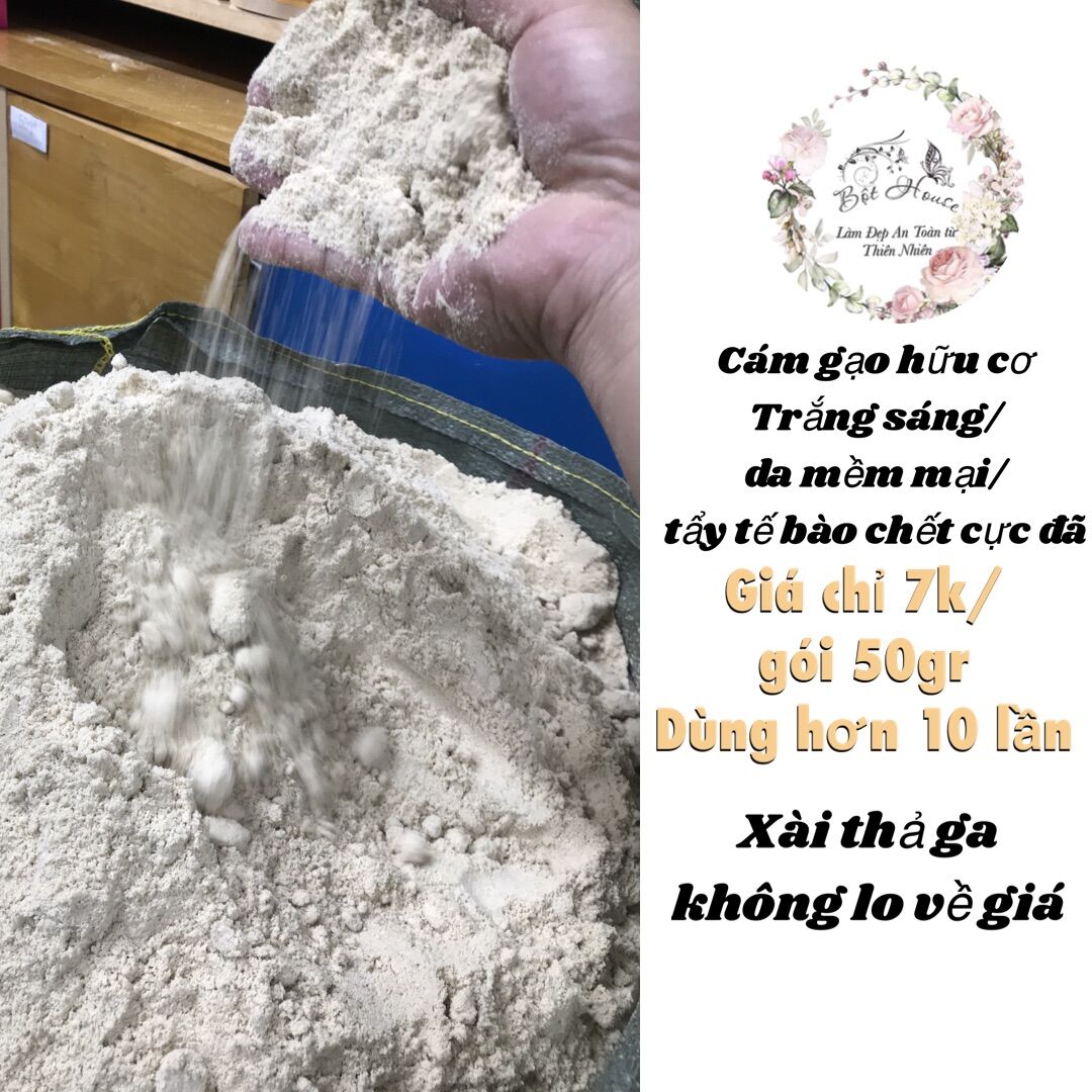 (Bộthouse)Cám Gạo Hữu Cơ Gói 50Gr 7K Dùng Hơn 10 Lần/Da Trắng Mịn Căng Sáng Và Mềm Mại