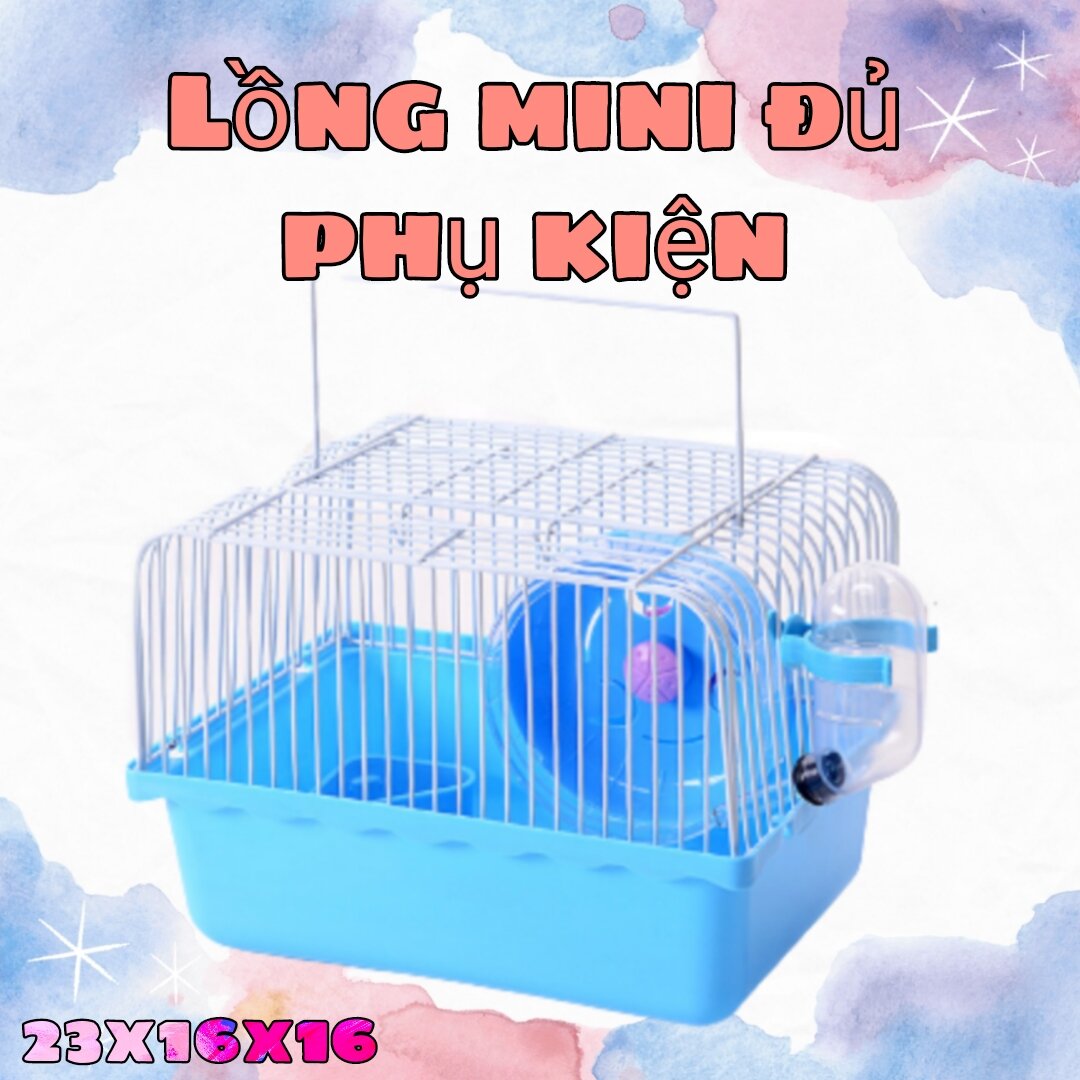 Lồng Mini 23x17x15cm đủ phụ kiện cho hamster