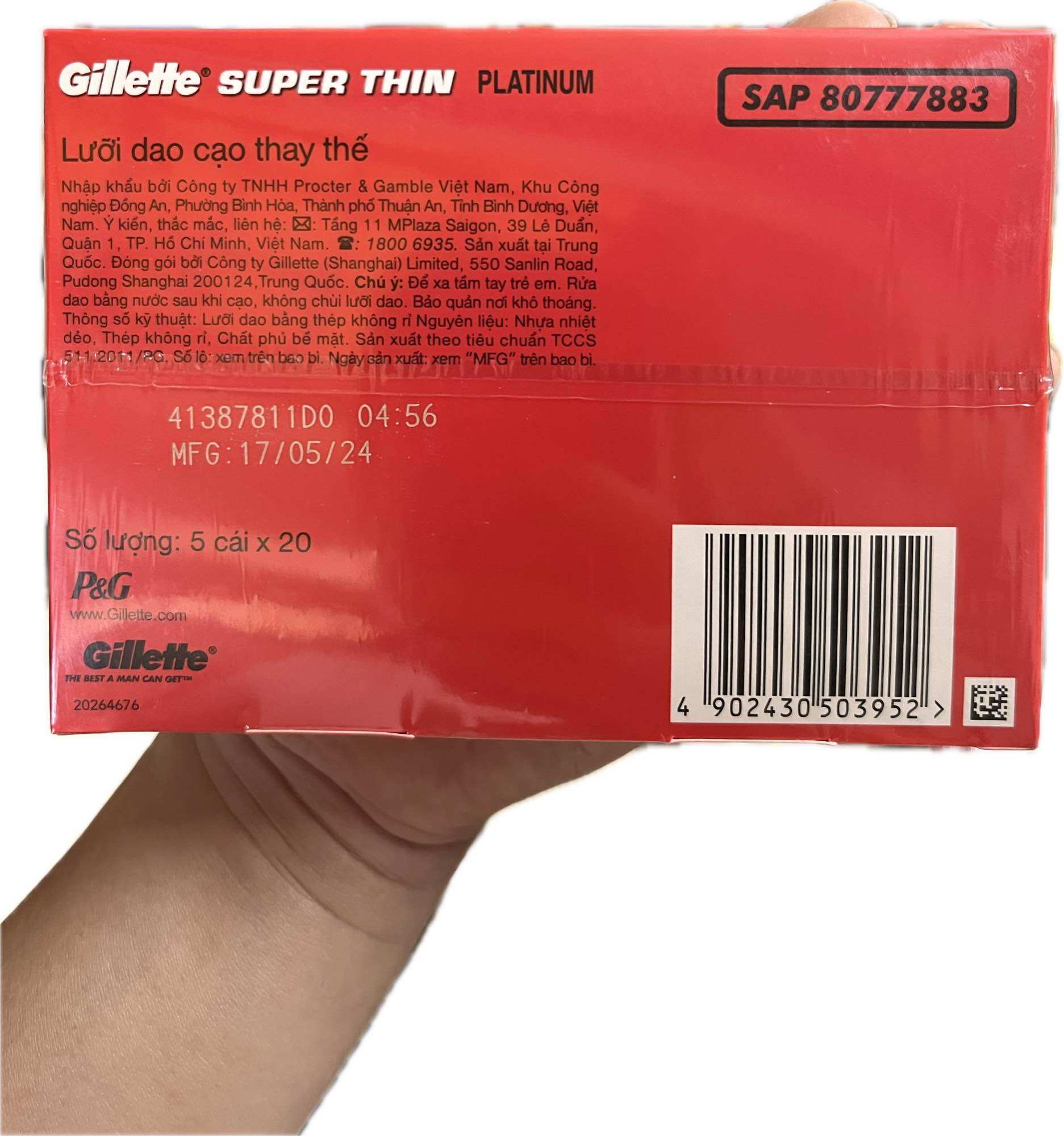 Lưỡi Lam Gillette | Hộp 100 Lưỡi (20 hộp nhỏ, 5 lưỡi/hộp nhỏ)