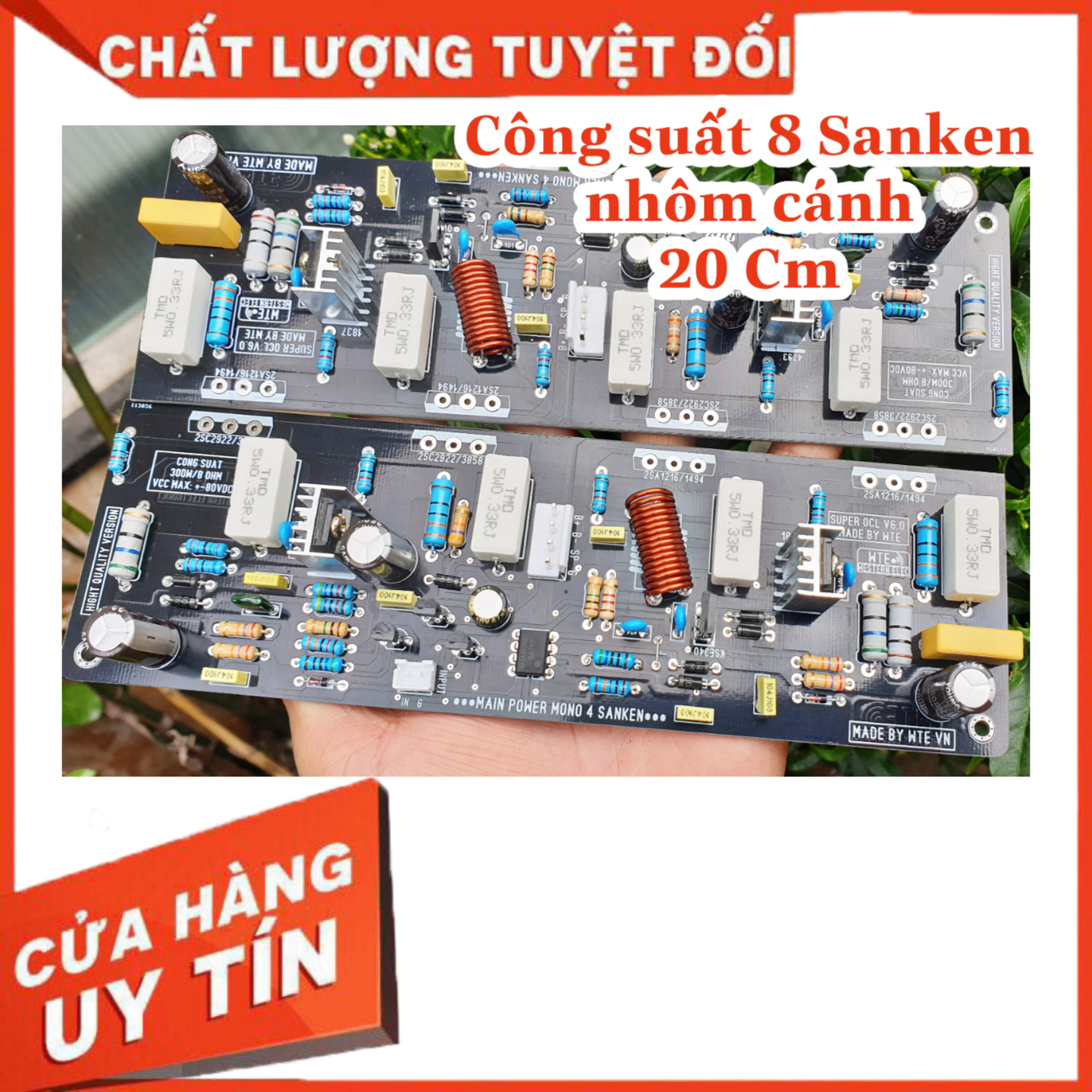 Mạch công suất 4 sò sanken 2 vít 1 kênh nhôm cánh dùng cho âmli gia đình