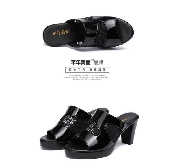 Dép cao gót 7p phối lưới gpshop