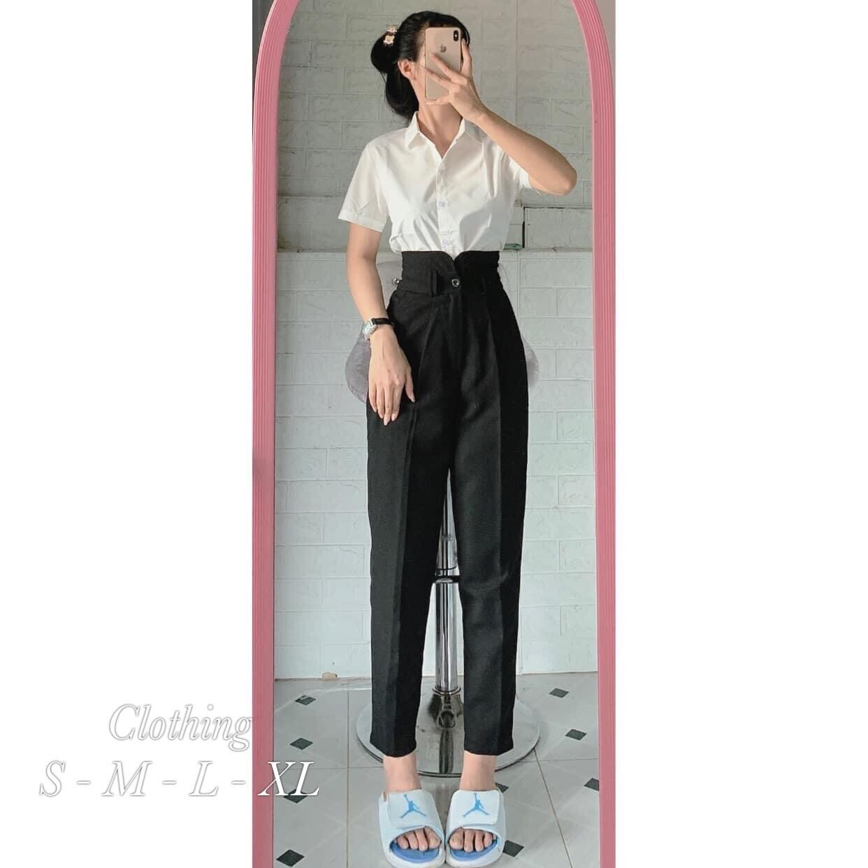 Quần tây baggy nút tuyết mưa siêu đẹp - hàng qc cao cấp