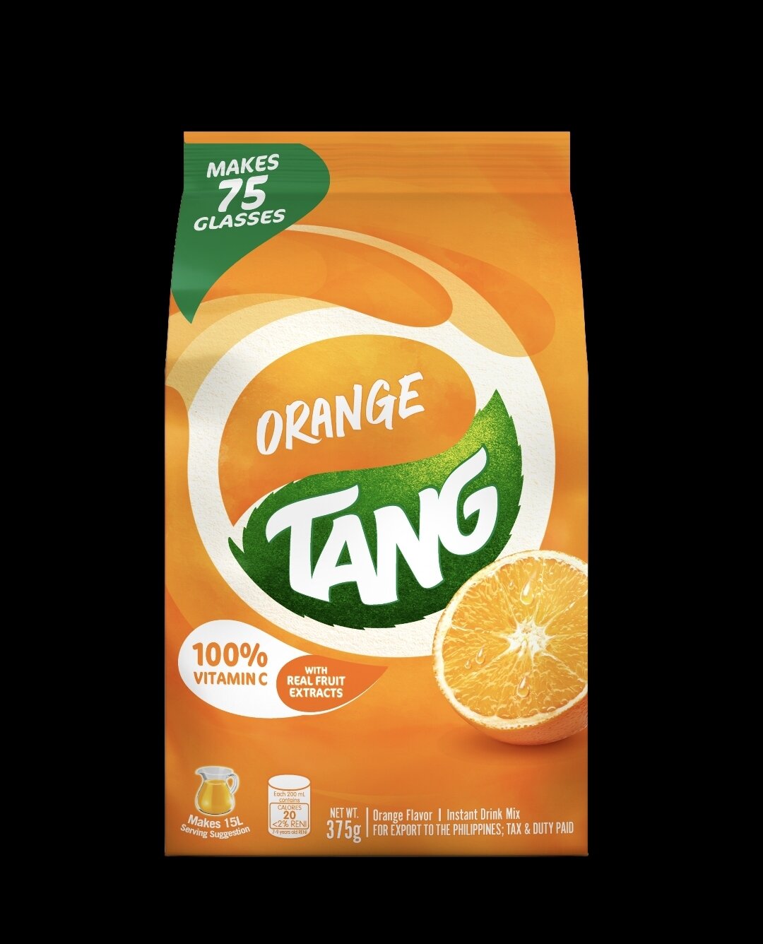 Bột pha nước cam Tang gói 375g Mẫu mới