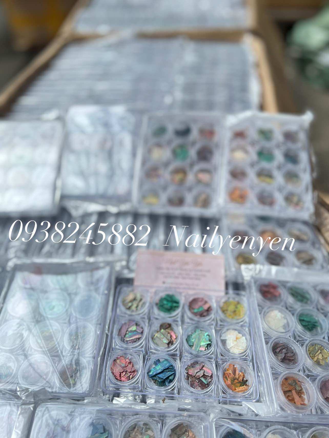 Set xà cừ vân đá 12 màu trang trí móng