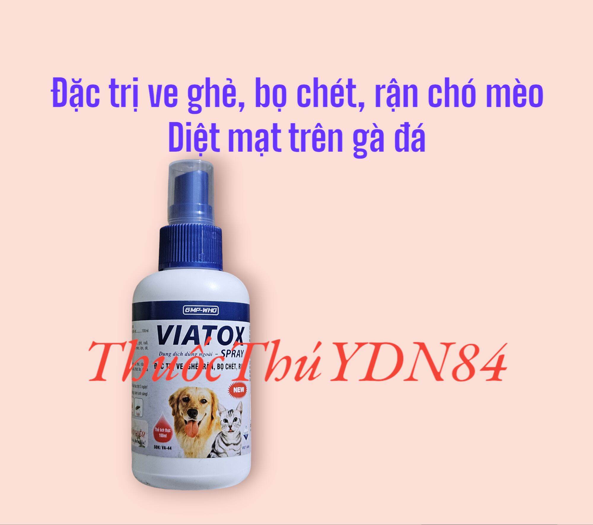 Thuốc xịt diệt ve ghẻ, bọ chét chó mèo - VIATOX SPRAY xịt 100ML an toàn cho người và vật nuôi