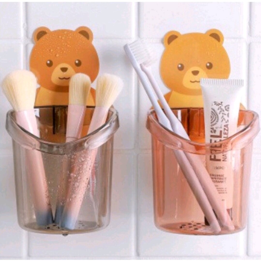 [ Tặng Móc Dán] Cốc Gấu Dán Tường Đựng Bàn Chải Đánh Răng