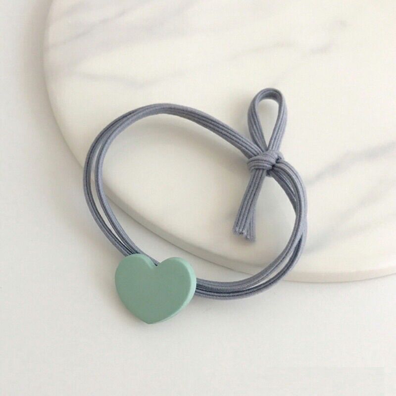 Dây cột tóc màu pastel hình trái tim xinh xắn