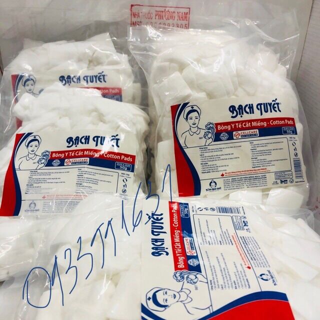 Bông gòn cắt miếng Bạch tuyết-bịch 50g