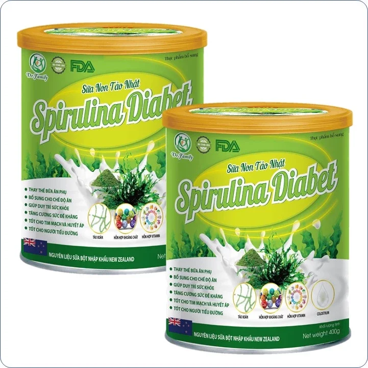 Hộp 400g] Sữa Non Tảo Nhật  Spirulina Diabet- Giúp Tăng Cường Sức Đề Kháng, Hỗ Trợ Ổn Định