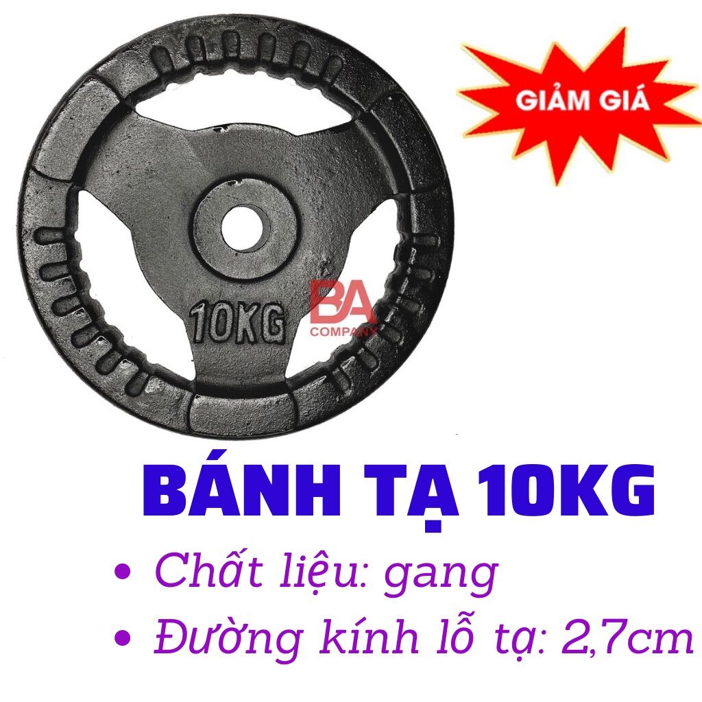 Tạ Gang 10Kg - Bánh Tạ Gang 10kg Phi 27
