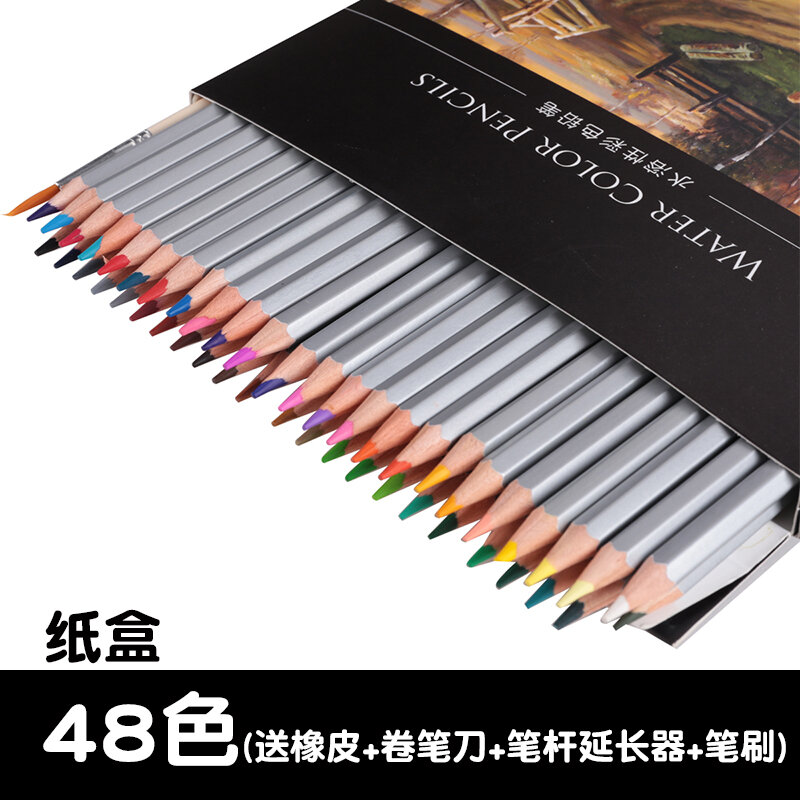 Deli 48 Color Water-Soluble Colored Pencil 72 Color Primary School Student Color Pencil Hand-Painted Professional Soluble Drawing Pen Set Sketch Water-Soluble Children Grade 1-3 Art Supplies Stationery 36